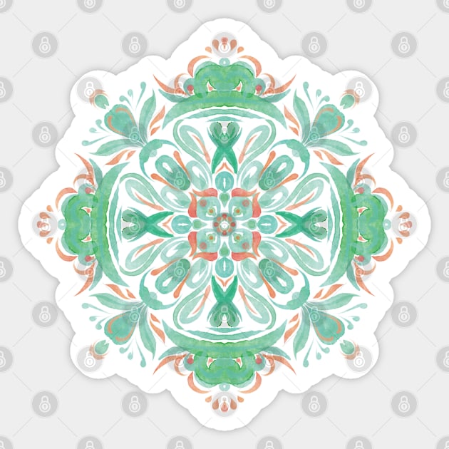 Ornamental decoration in green and red, boho Sticker by marina63